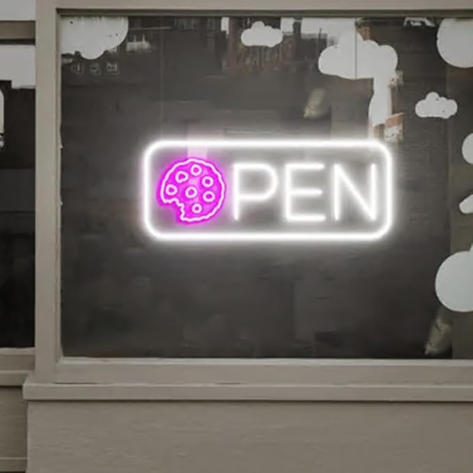Cookies Open Neon Sign, Open Sign, Cookies Shop Decor, Open Sign for Cookie Shop Window Decor, Cookies Window Sign Size:H7 x W20inches