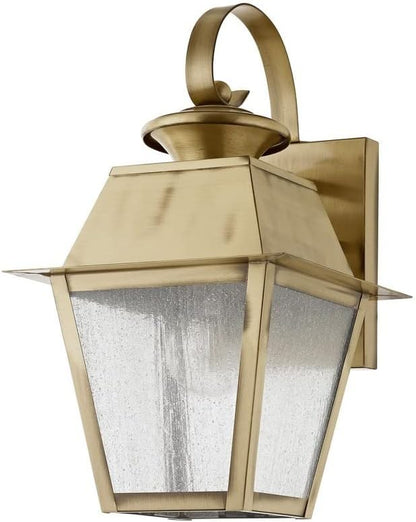Livex Lighting 2162-29 Transitional One Light Outdoor Wall Lantern from Mansfield Collection in Pwt, Nckl, B/S, Slvr. Finish, Vintage Pewter