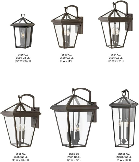 Hinkley Alford Place 25655OZ Medium Outdoor Tall Wall Mount Lantern - Die Cast Aluminum Frame, Sealed Clear Glass - Oil Rubbed Bronze