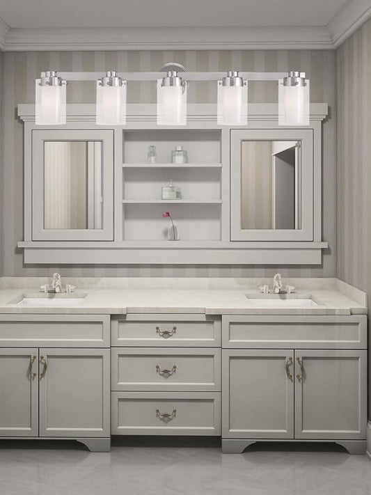 Livex Lighting 15455-91 Manhattan 5-Light Bath Light, Brushed Nickel, 35.5 x 6 x 8.75