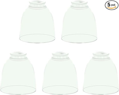 5 Pack Clear Glass Shade Replacements, Ceiling Fan Light Covers Glass Globes Lampshades for Chandelier, 4.92"High, 4.72"Diameter, 1.65 "Fitter, High Transmittance Bell Shaped Glass Shades