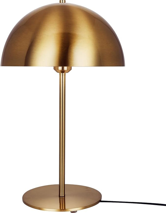 Modern Gold Table Lamp, Mid Century Bedside Table Lamp with Mushroom Dome Shade, 18" Nightstand Reading Lamp Minimalist Desk Lamps for Bedroom Living Room Office Study