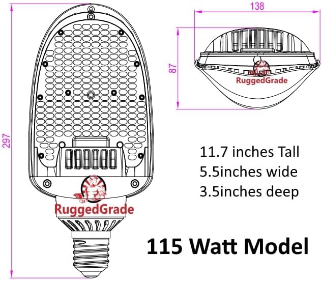 RuggedGrade Arcan Series 75W E39 LED Corn Bulb - 8,800 Lumens - 5000K Bright White - Replaces 250W Metal Halide - Commercial LED Light - UL Certified