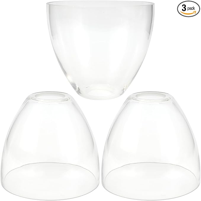 Bell Shade Lighting Fixture Glass Shade Replacement, 5.9"W x 5"H, 1-5/8 Inch Fitter, 3 Pack Clear Glass Shade Globe Cover for Chandelier Pendant Light Wall Sconce
