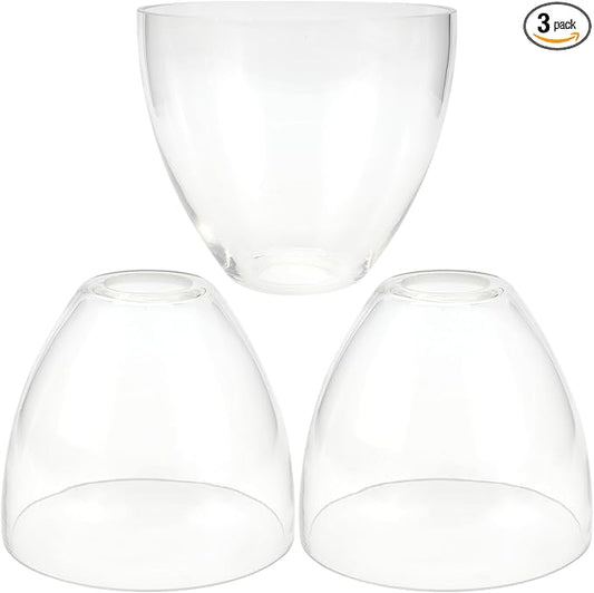 Bell Shade Lighting Fixture Glass Shade Replacement, 5.9"W x 5"H, 1-5/8 Inch Fitter, 3 Pack Clear Glass Shade Globe Cover for Chandelier Pendant Light Wall Sconce