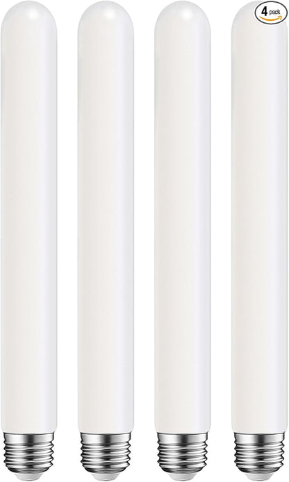 Leools E26 LED Light Bulb, T30 11.8inch Long Tubular Matt Opal Porcelain Dimmable Frosted, 4 Packs, 6W Equal 60 watt, 4000K Daylight, CRI90+