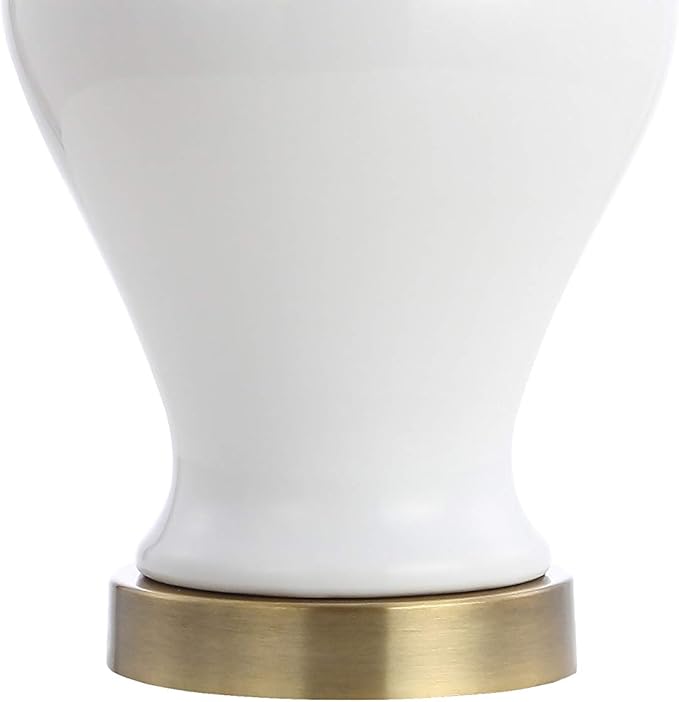 JONATHAN Y JYL6602C-SET2 22" White Classic Ceramic Table Lamp Set of 2 for Living Room, Traditional Ginger Jar Bedside Lamps for Bedroom Nightstand with White Linen Shade, LED Bulbs Included