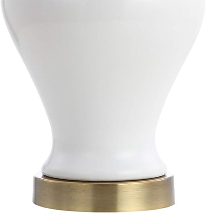 JONATHAN Y JYL6602C-SET2 22" White Classic Ceramic Table Lamp Set of 2 for Living Room, Traditional Ginger Jar Bedside Lamps for Bedroom Nightstand with White Linen Shade, LED Bulbs Included