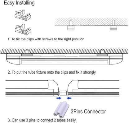 25 Pack LED Shop Lights,8FT 72W 7200LM 6500K,T8 Tube Light Daylight White,V Shape High Output,Clear Cover,8 Light Linkable,LED Garage Lights 8 Foot
