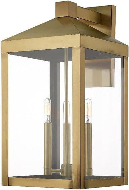 Livex Lighting 20585-01 Nyack Antique Brass 3 Light Outdoor Wall Lantern