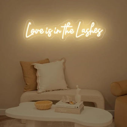 Love is in the Lashes neon sign, Beauty salon sign, Lashes Studio Neon Light, Lashes salon Led Sign, Custom Beauty Room Decor Size:20 IN