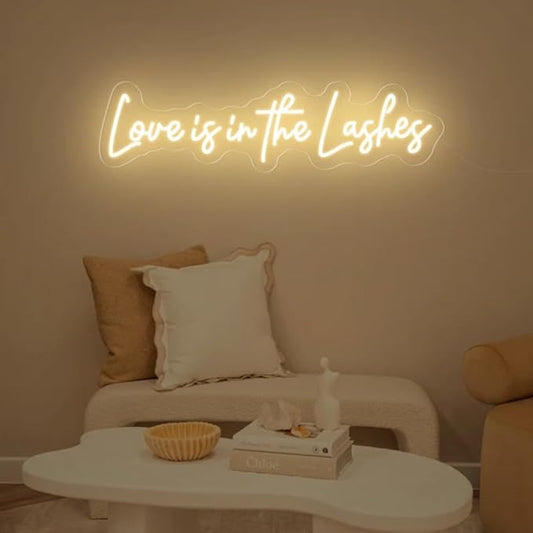 Love is in the Lashes neon sign, Beauty salon sign, Lashes Studio Neon Light, Lashes salon Led Sign, Custom Beauty Room Decor Size:20 IN