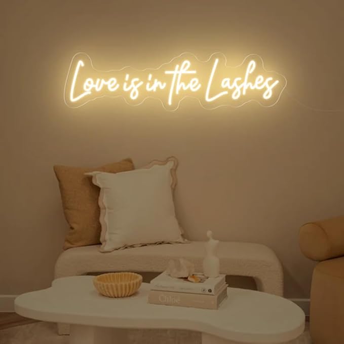 Love is in the Lashes neon sign, Beauty salon sign, Lashes Studio Neon Light, Lashes salon Led Sign, Custom Beauty Room Decor Size:20 IN