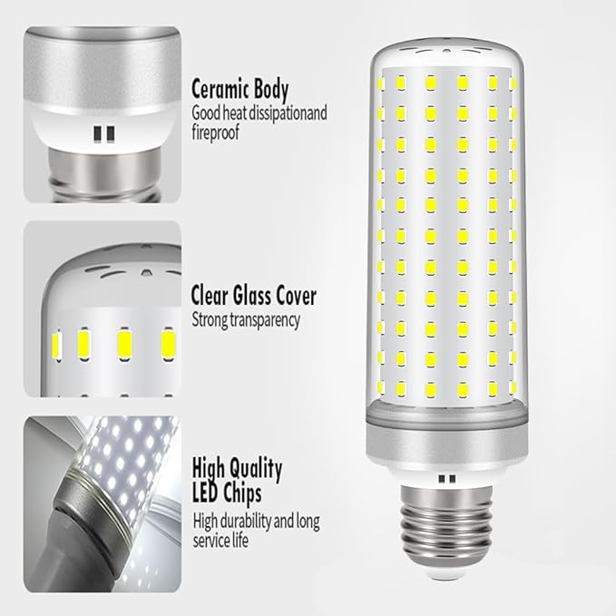 E26 LED Bulbs, 40W LED Light Bulbs Equivalent 400W, 6000K Daylight White, Not Dimmable, AC 110-220V, E26 Light Bulbs (2 Pack)