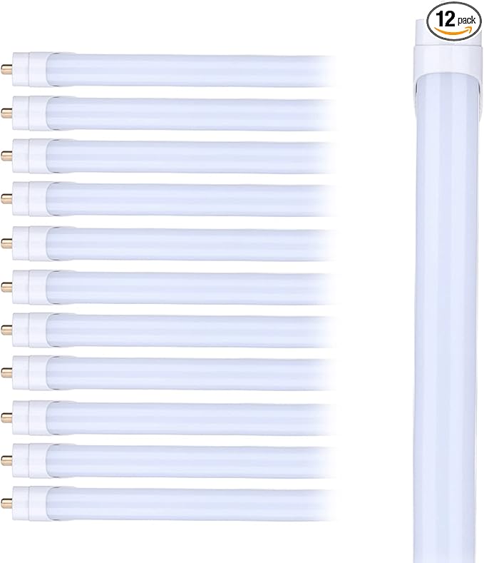 T8 T10 T12 8FT LED Light Bulbs, 45W 6000K Cold White, Single Pin Fa8 LED Tube Replacement for Fluorescent Fixtures, Frosted, Ballast Bypass, Warehouse Workshop Garage Lights 12-Pack