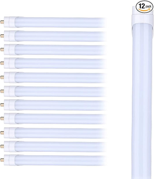 T8 T10 T12 8FT LED Light Bulbs, 45W 6000K Cold White, Single Pin Fa8 LED Tube Replacement for Fluorescent Fixtures, Frosted, Ballast Bypass, Warehouse Workshop Garage Lights 12-Pack