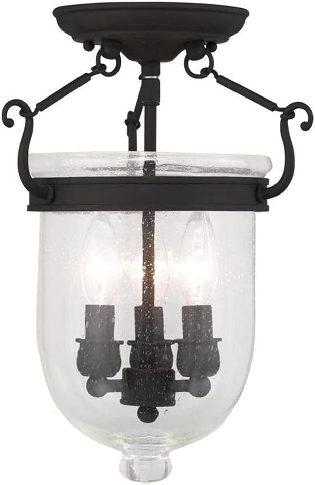 Livex Lighting 5081-04 Jefferson 3-Light Ceiling Mount, Black