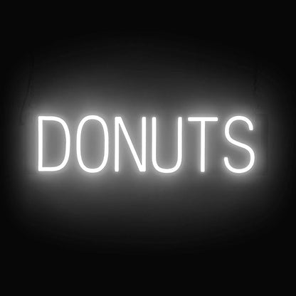 SpellBrite DONUTS Sign | Cafe-Related Sign with Neon Look, White LED Light Source | 24.7" x 6.3"
