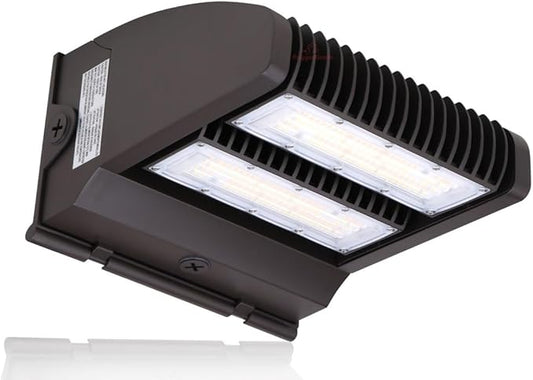 RuggedGrade 80W - Rotate IV Series LED Wall Pack with Photocell - 11,400 Lumens - Color Selectable 3000K/4000K/5000K - Outdoor LED Wall Light - Brown Housing - DLC 5.1 Premium