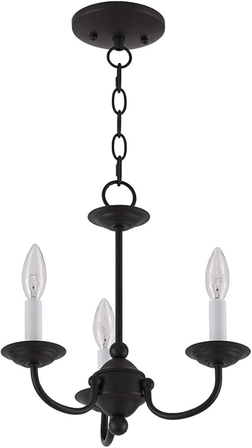 Livex Lighting 4153-04 Home Basics 3 Light Black Mini Chandelier, 14Hx14W