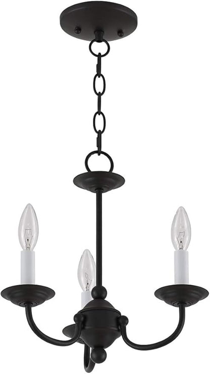 Livex Lighting 4153-04 Home Basics 3 Light Black Mini Chandelier, 14Hx14W