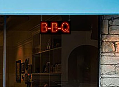 BBQ Neon Sign - Compact Size - 20" Wide x 8" high - Real, Quality Hand Bent Neon Sign - Bright Red Neon Letters