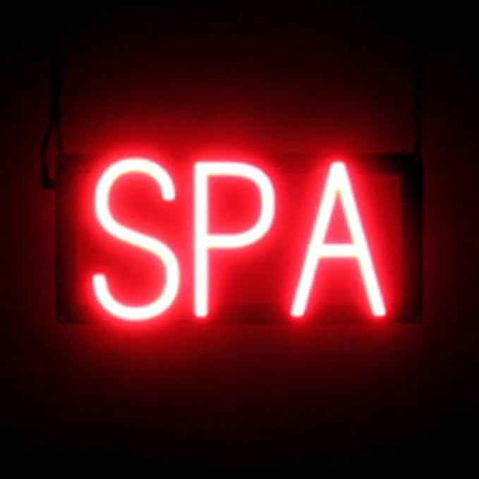 SpellBrite SPA Sign | Beauty-Related Sign with Neon Look, Red LED Light Source | 13.4" x 6.3"