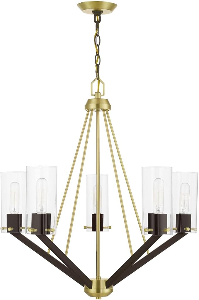 Livex Lighting 5 Light Satin Brass & Bronze Chandelier