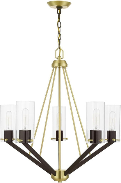 Livex Lighting 5 Light Satin Brass & Bronze Chandelier
