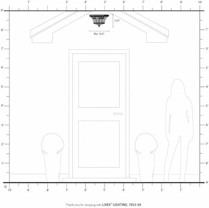 Livex Lighting 7053-07 Monterey 3 Light Outdoor/Indoor Bronze Finish Solid Brass Flush Mount with Clear Beveled Glass