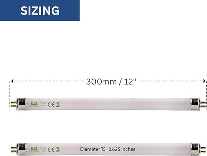 TBE LIGHTING 8w / 12 inch Soft White 3500K Tubes - F8T5/D Fluorescent Tube Lamps 288mm / 12''- CFL Bulbs - G5 2-Pin Base Fittings - T5 High Efficiency Lamps (4-Pack)