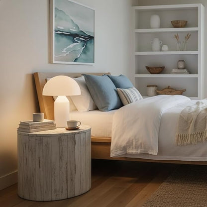 Brightech Venus Glass - 14" Contemporary Table Lamp with Glass Shade and Body - Unique Mushroom Table Lamp - Dimmable LED Light Bulbs for Bedroom Reading, Great Décor for Living Rooms, Offices