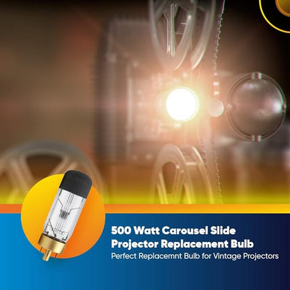 Technical Precision 500W Carousel Slide Projector Bulbs Replacement for GAF 1680 Light Bulb G17Q Base Incandescent T10 Vintage Bulb - 120V - Clear - 1 Pack