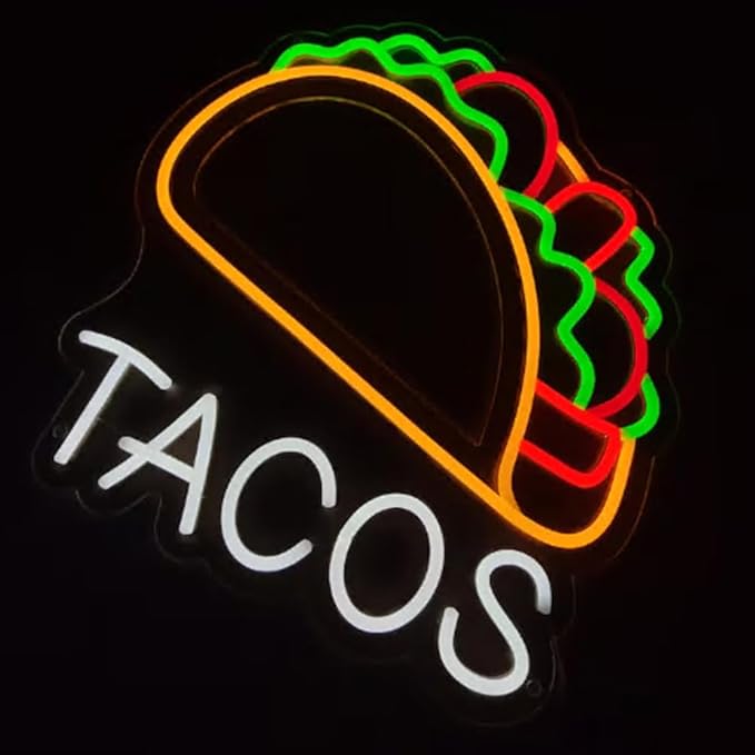 Tacos neon sign, 20inches tacos led light, mexican food neon lights, street food led sign