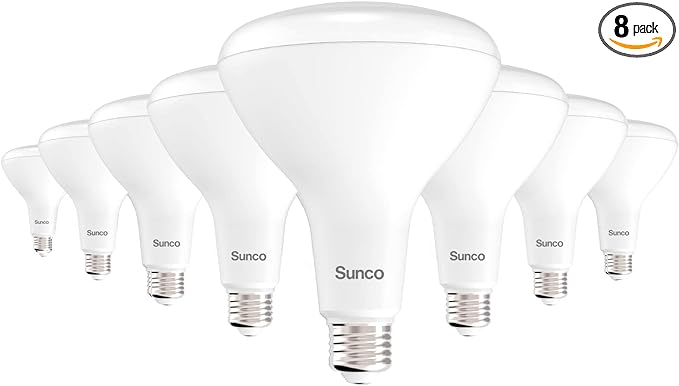 Sunco 8 Pack BR40 LED Light Bulbs, Indoor Flood Lights, Recessed Can Light Bulb, 1400 LM, 17W (100W Equivalent), 5000K Daylight, Dimmable, E26 Base, for Home, Bedroom, Kitchen UL.
