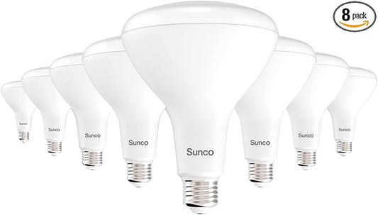 Sunco 8 Pack BR40 LED Light Bulbs, Indoor Flood Lights, Recessed Can Light Bulb, 1400 LM, 17W (100W Equivalent), 5000K Daylight, Dimmable, E26 Base, for Home, Bedroom, Kitchen UL.