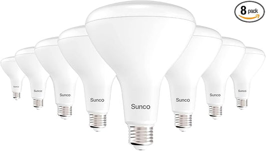 Sunco 8 Pack BR40 LED Light Bulbs, Indoor Flood Lights, Recessed Can Light Bulb, 1400 LM, 17W (100W Equivalent), 6000K Daylight Deluxe, Dimmable, E26 Base, for Home, Bedroom, Kitchen UL
