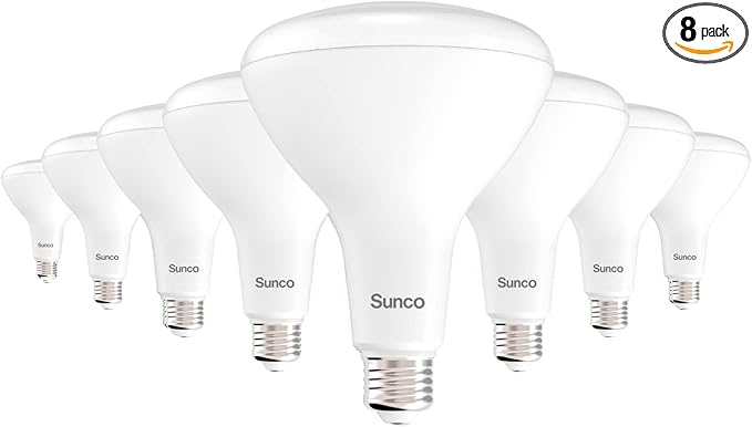 Sunco 8 Pack BR40 LED Light Bulbs, Indoor Flood Lights, Recessed Can Light Bulb, 1400 LM, 17W (100W Equivalent), 2700K Soft White, Dimmable, E26 Base, for Home, Bedroom, Kitchen UL.