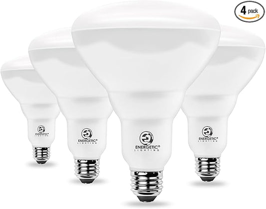 Energetic BR40 LED Light Bulbs,Indoor Flood Light,Dimmable,2700K Soft White,110W Equivalent,1600LM,E26 Base,Recessed Can Lights,High Lumen,Flicker Free,UL Listed,4 Pack