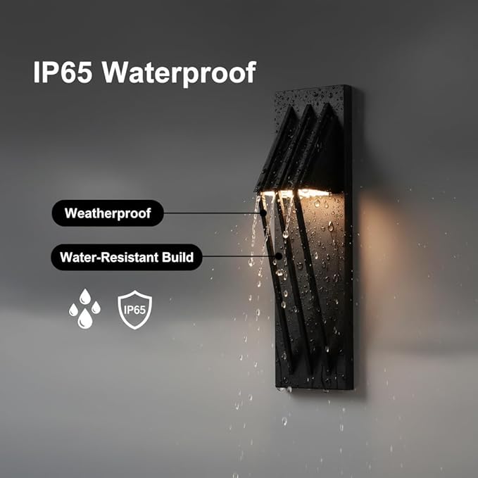 Hyunbae Outdoor Wall Sconce,17.7inch Modern Exterior Lighting Fixture Waterproof, 10W Dimmable LED Outdoor Porch Lights for House Garage Patio, Black, 3000K