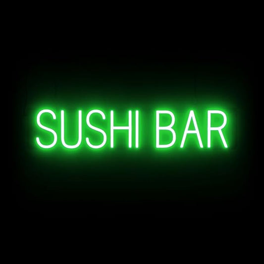 SpellBrite SUSHI BAR Sign | Restaurant-Related Sign with Neon Look, Green LED Light | 31.4" x 6.3"