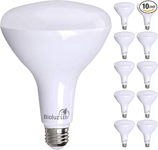 Bioluz BR40 LED Light Bulb 90 CRI Light Bulbs - Dimmable Flood Light (Uses 16W) Soft White 3000K Led Bulbs 110° Beam Angle Indoor & Outdoor Lighting Title 20 High Efficacy Lightbulb - Pack of 10