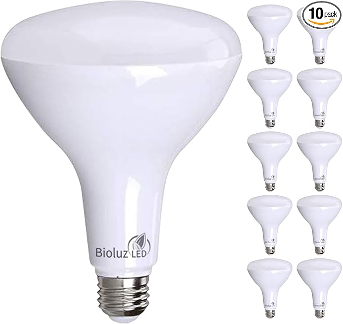Bioluz 10 Pack Brightest BR40 LED Light Bulb - Instant ON Warm Light Bulbs 16W (120W Replacement) 2700K 1400 Lumen Indoor & Outdoor Lighting LED Bulbs Smooth Dimmable Lamp UL Listed Lightbulb