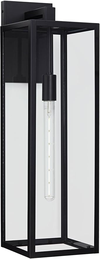 John Timberland Titan Modern Industrial Outdoor Wall Light Fixture Mystic Black 27" Clear Glass Panels for Exterior Barn Deck House Porch Yard Patio Outside Garage Front Door Garden Home Roof
