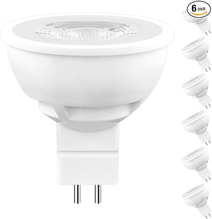LUXRITE MR16 LED Bulb 50W Equivalent, 12V, 3500K Natural White Dimmable, 500 Lumens, GU5.3 LED Spotlight Bulb 6.5W, Enclosed Fixture Rated, Perfect for Track and Home Lighting (6 Pack)