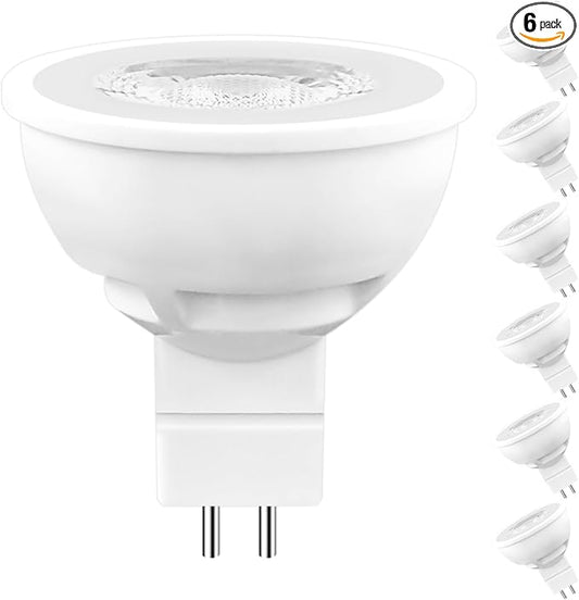 LUXRITE MR16 LED Bulb 50W Equivalent, 12V, 3500K Natural White Dimmable, 500 Lumens, GU5.3 LED Spotlight Bulb 6.5W, Enclosed Fixture Rated, Perfect for Track and Home Lighting (6 Pack)