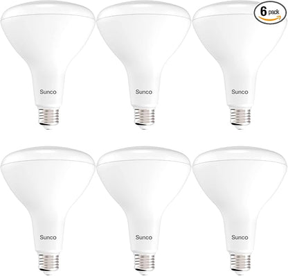Sunco 6 Pack BR40 LED Light Bulbs, Indoor Flood Lights, Recessed Can Light Bulb, 1400 LM, 17W (100W Equivalent), 6000K Daylight Deluxe, Dimmable, E26 Base, for Home, Bedroom, Kitchen UL.