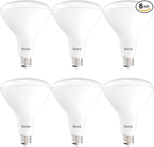 Sunco 6 Pack BR40 LED Light Bulbs, Indoor Flood Lights, Recessed Can Light Bulb, 1400 LM, 17W (100W Equivalent), 6000K Daylight Deluxe, Dimmable, E26 Base, for Home, Bedroom, Kitchen UL.