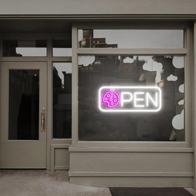 Cookies Open Neon Sign, Open Sign, Cookies Shop Decor, Open Sign for Cookie Shop Window Decor, Cookies Window Sign Size:H7 x W20inches