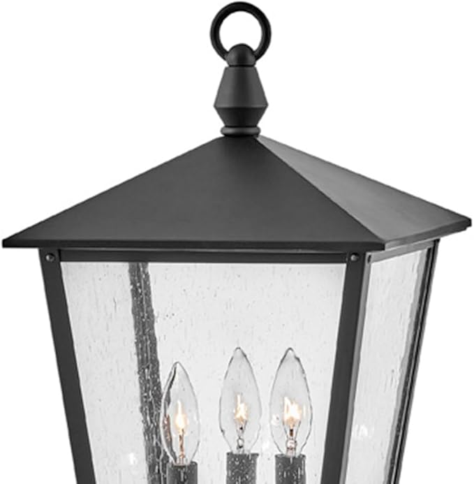 Hinkley Huntersfield Medium Post Top or Pier Mount Outdoor Lantern - Aluminum, Clear Seedy Glass, Traditional European Style - Black Finish